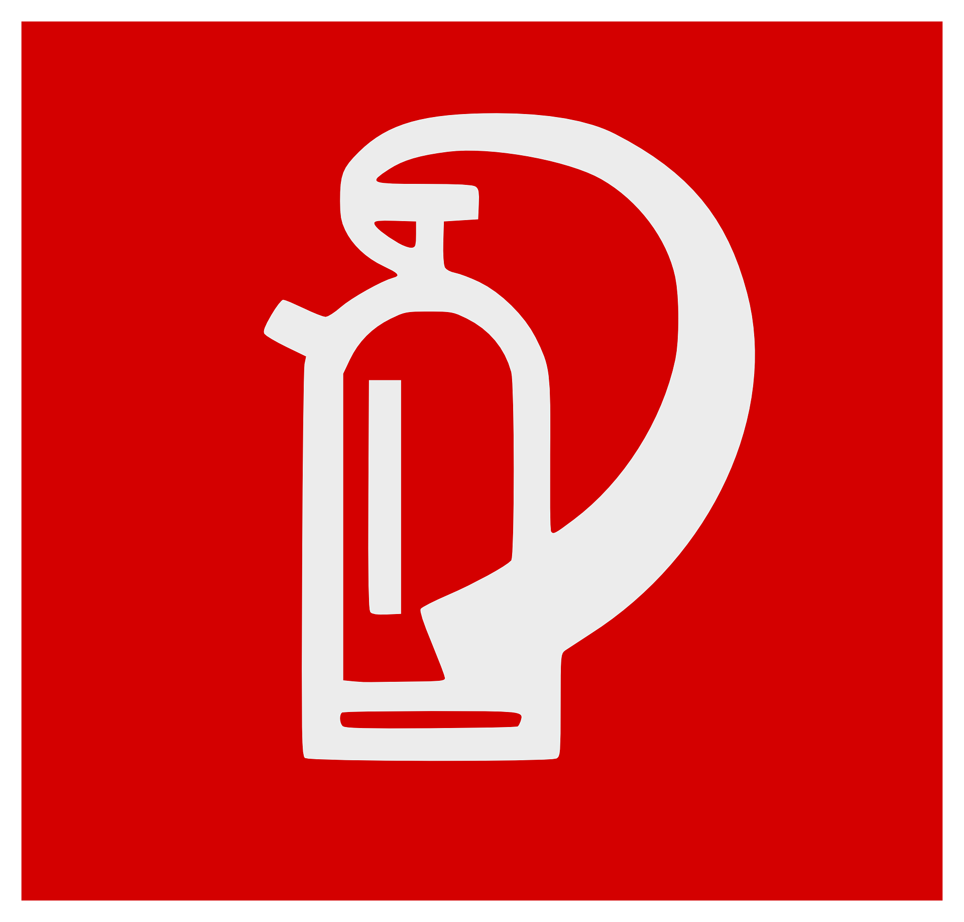 Symbol: weißer Feuerlöscher auf roter Fläche
